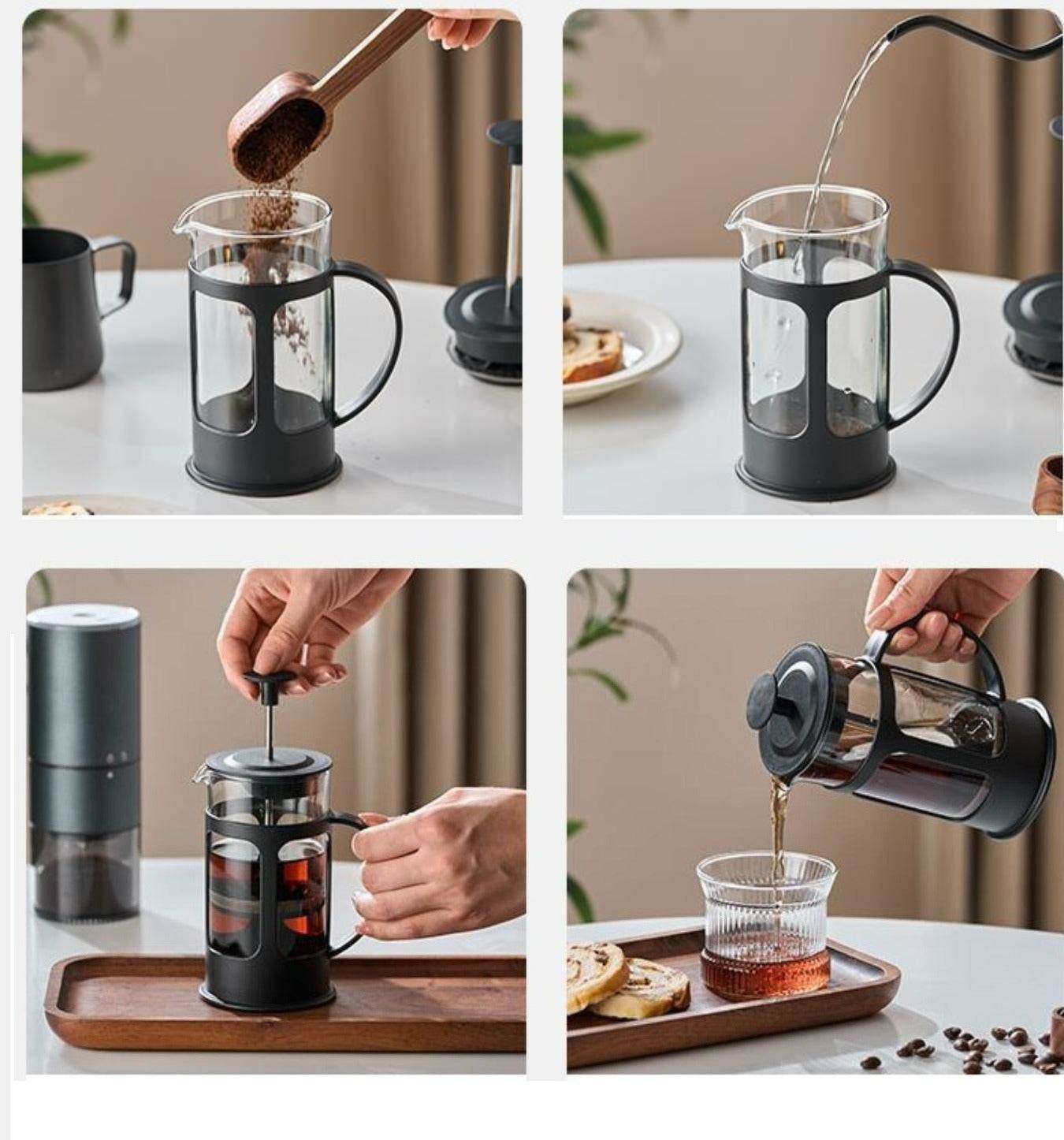 Coffee Bean French Press Pour Plunger