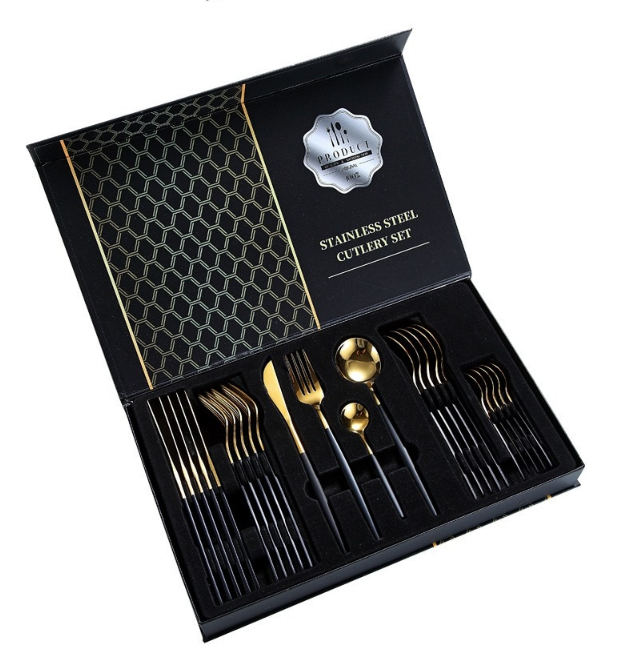 Hight Quality Polished Cutlery Set (24 pcs)(Black)