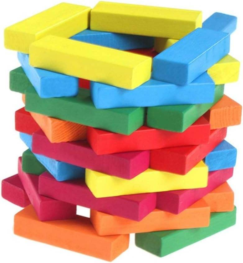 Wooden Stacking Tumbling Tower Blocks (Colourful)