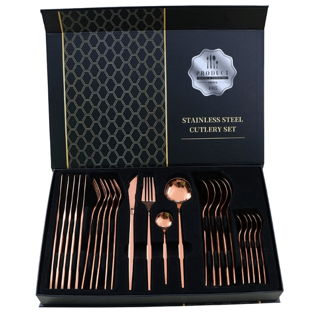 Hight Quality Polished Cutlery Set (24 pcs)(Black)