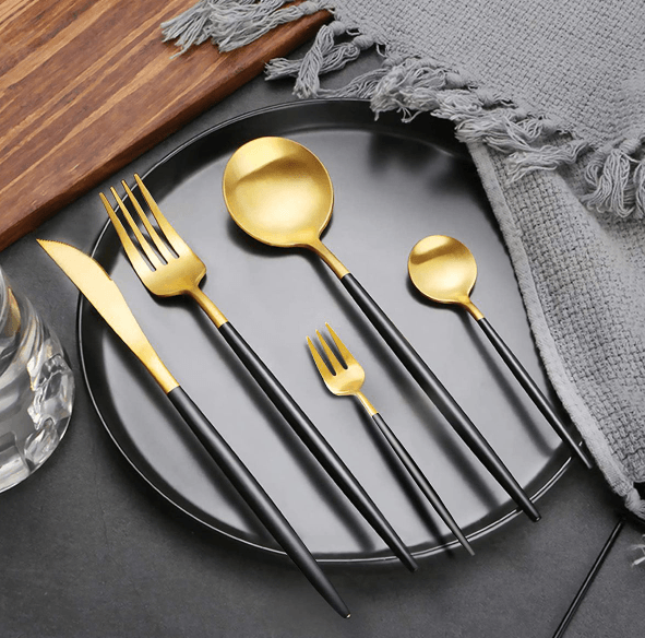 Hight Quality Polished Cutlery Set (24 pcs)(Black)