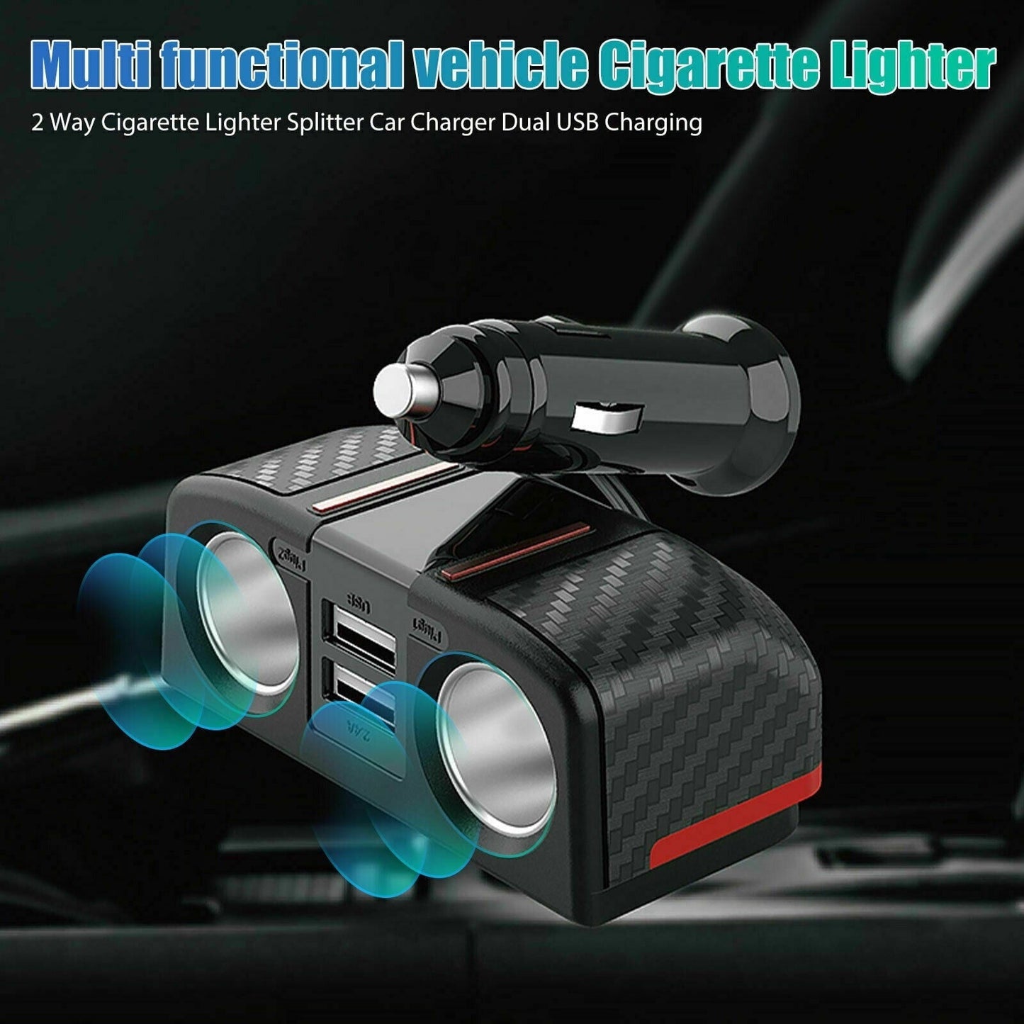 Dual USB Charger Splitter 12V Outlet Power Adapter