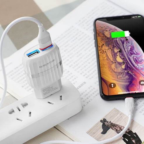 USB Travel Charger (2 Port)(1m)(iPhone) - DMC Wholesale