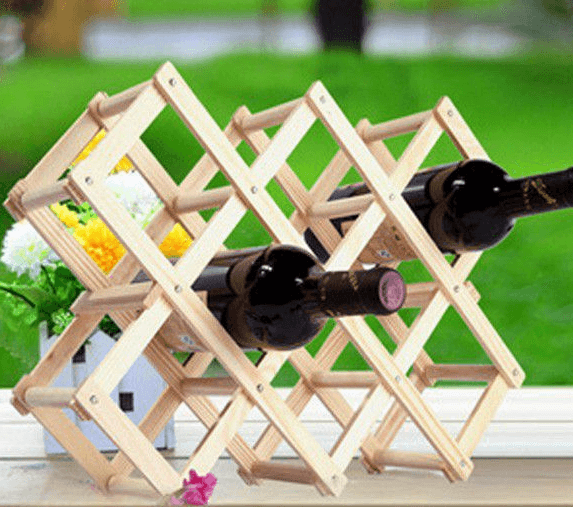 Foldable Wood Diamond-Shaped Wine Rack (10 Bottles)