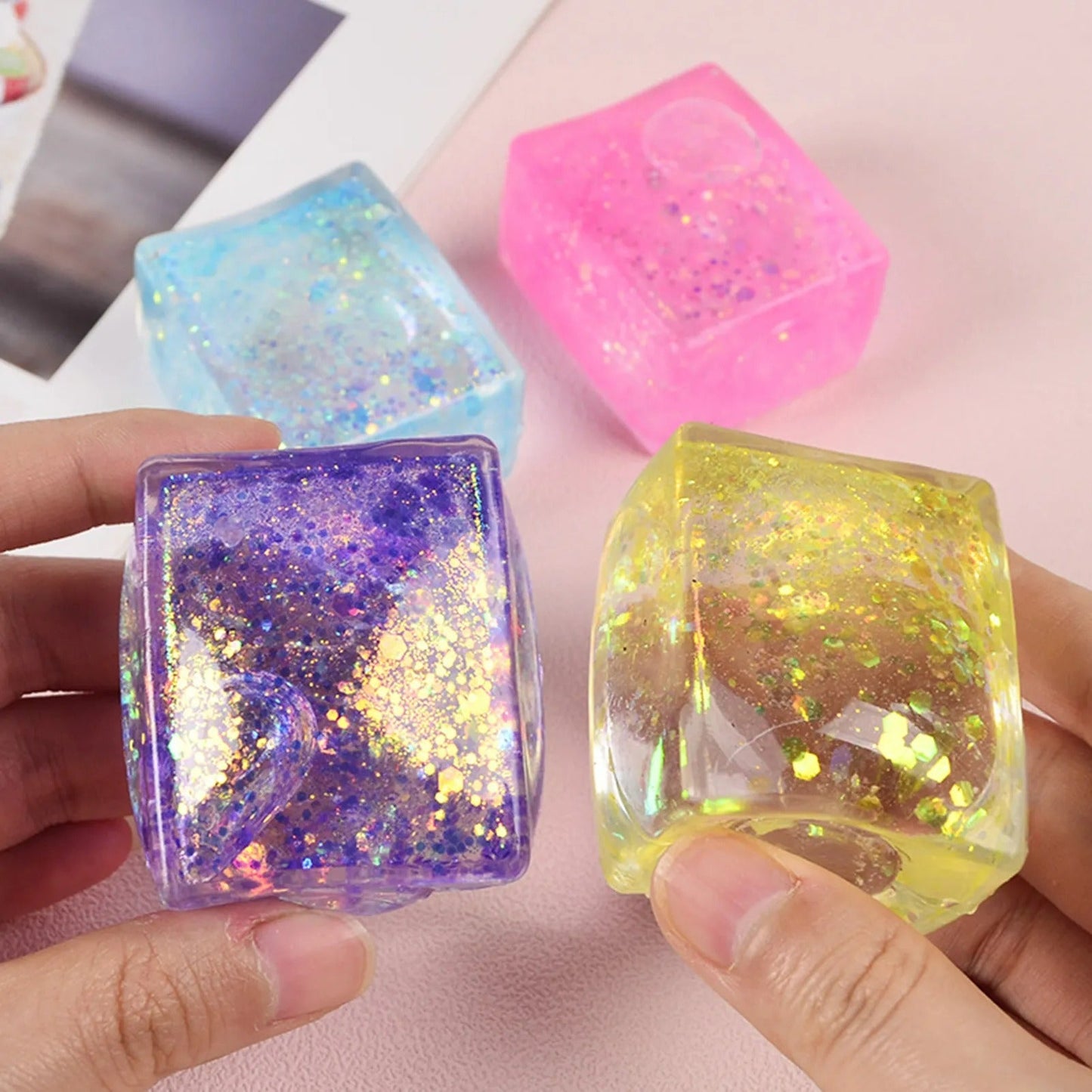 Silky Soft Sensory Ice Cube Squeeze Toy (Each)