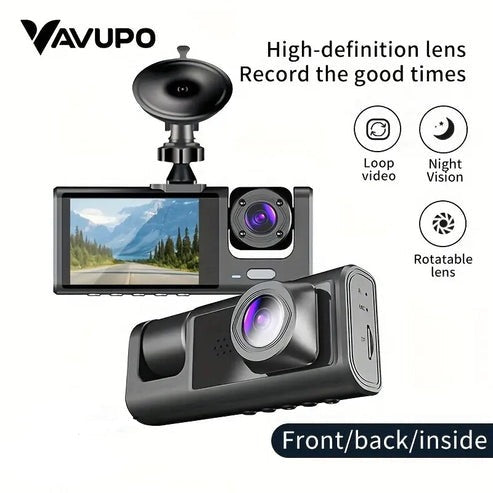 3 Channel 1080p Mini Vehicle Dash Cam