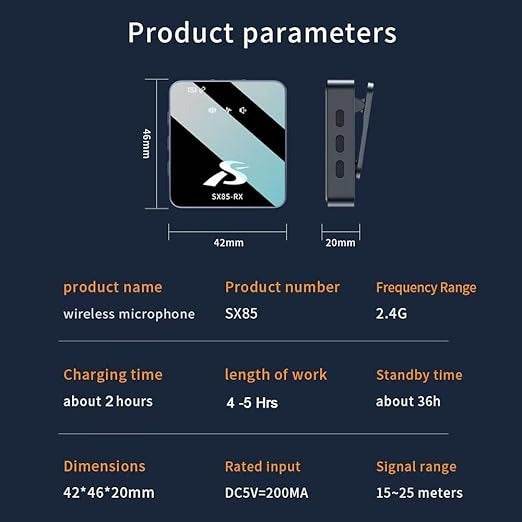 SX85 Wireless Microphone for iPhone & Type C/Camera/PC
