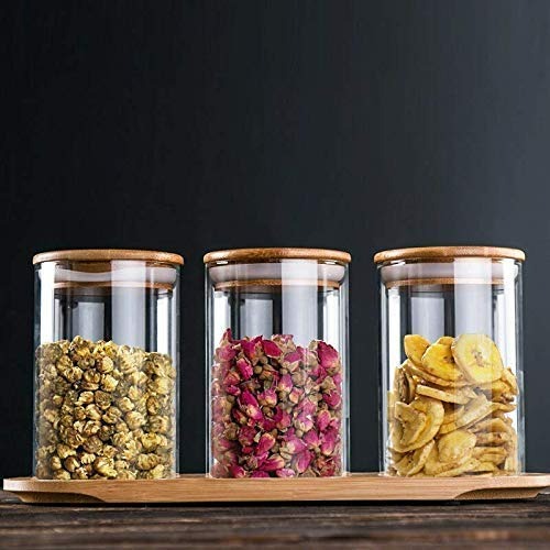 Round Glass Cylinder With Bamboo Lid (12x8cm)(Each)