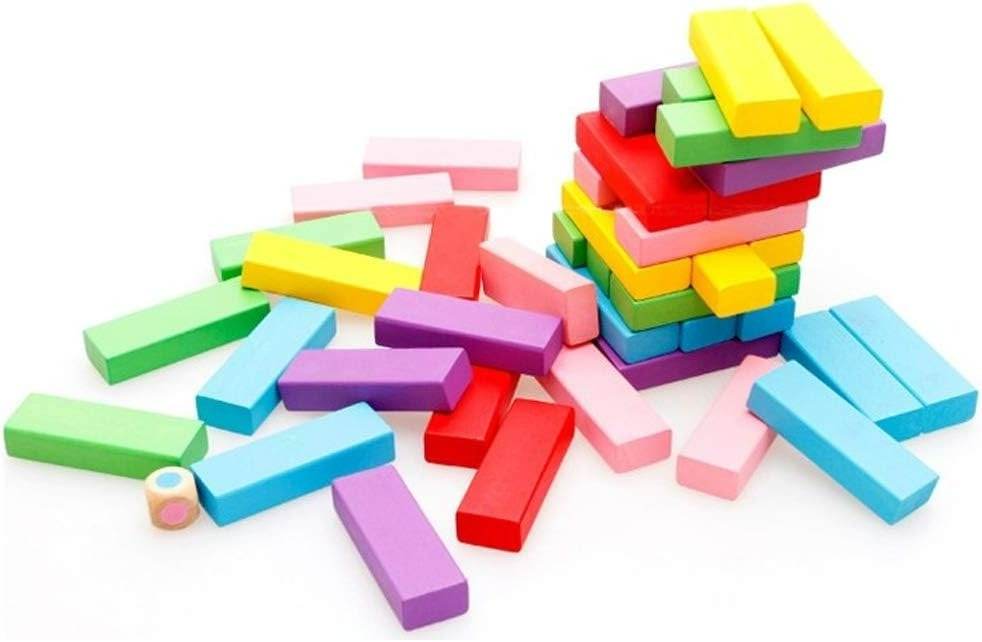 Wooden Stacking Tumbling Tower Blocks (Colourful)