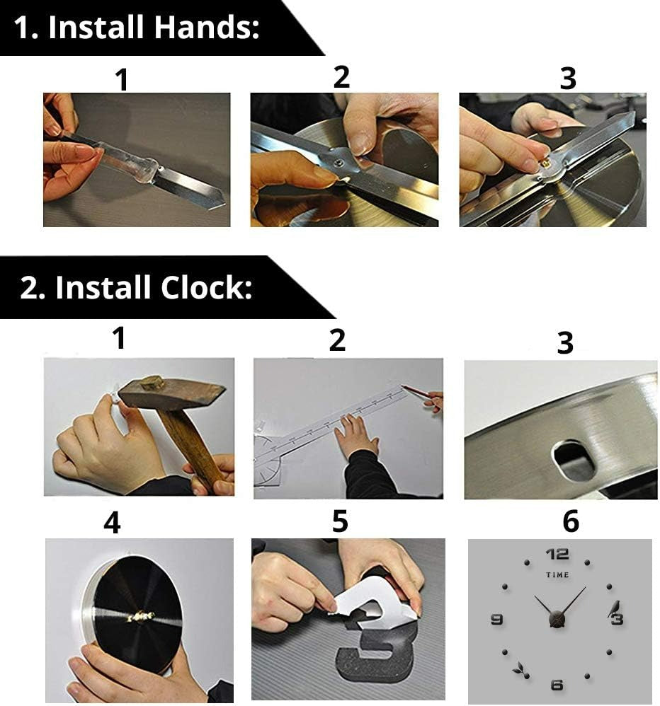 DIY Modern Bird 3D Wall Clock (Black)(80-90cm)