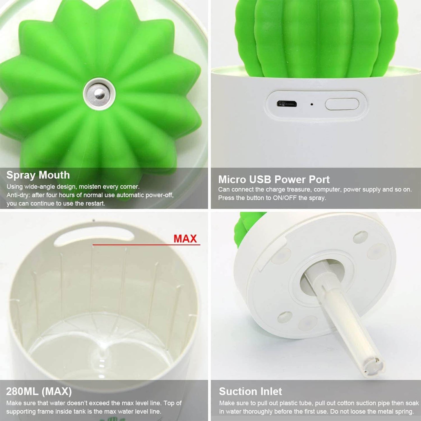 USB Cactus Humidifier (280ml)
