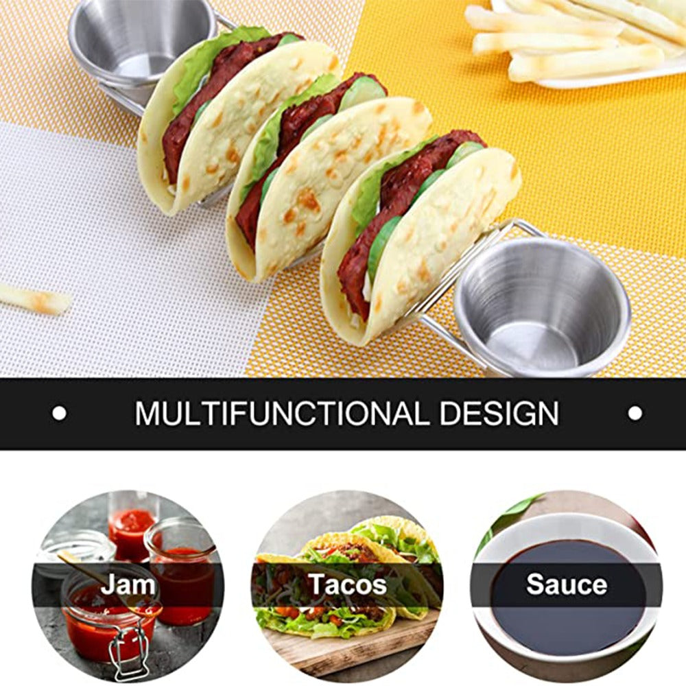 Steel Taco Holder With Sauce Bowl (Each)