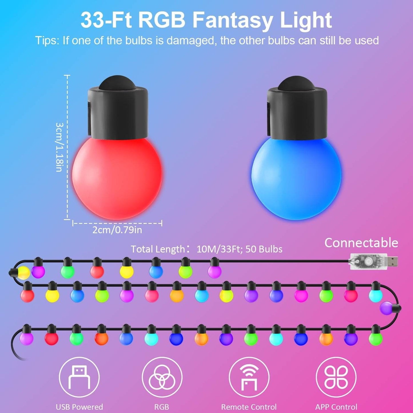 Smart RGB Outdoor String Lights (5m)