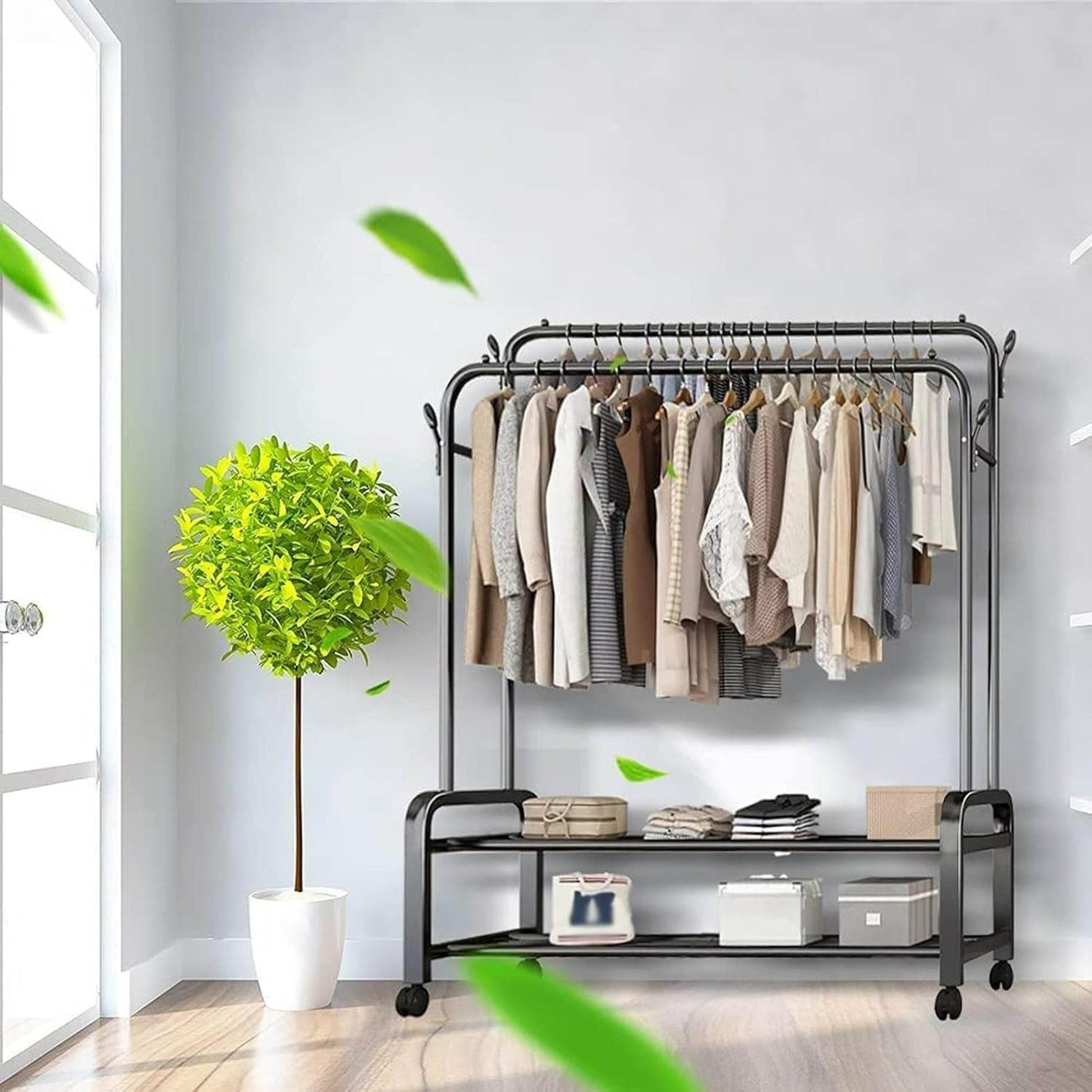 Clothing Garment Rack With Wheels