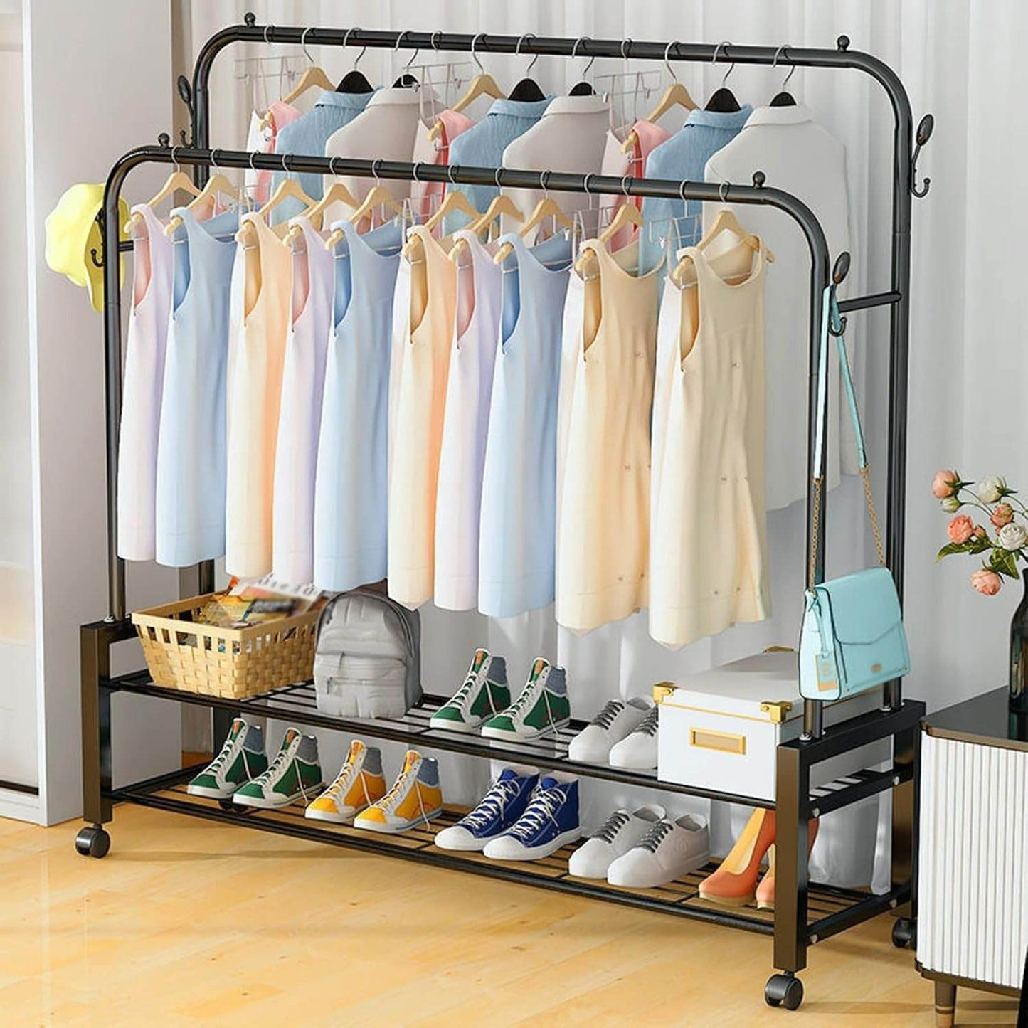 Clothing Garment Rack With Wheels