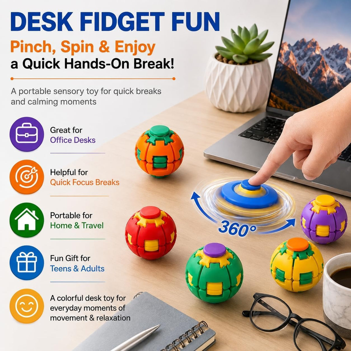 Press-Launch Spinning Top Ball Toy Set