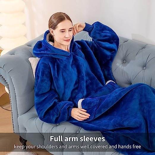 Longer Fleece Huggle Hoodie (Navy)