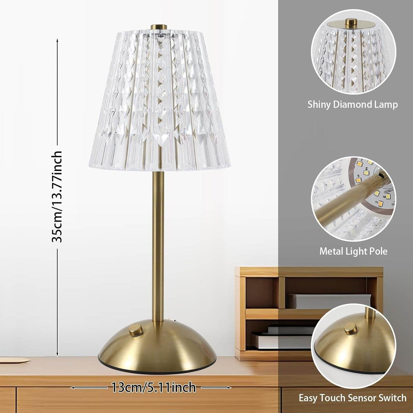 Cordless Crystal Table Lamp