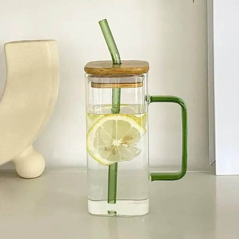 Colour-Tinted Glass Tumbler With Wooden Lid (380ml)(Each)
