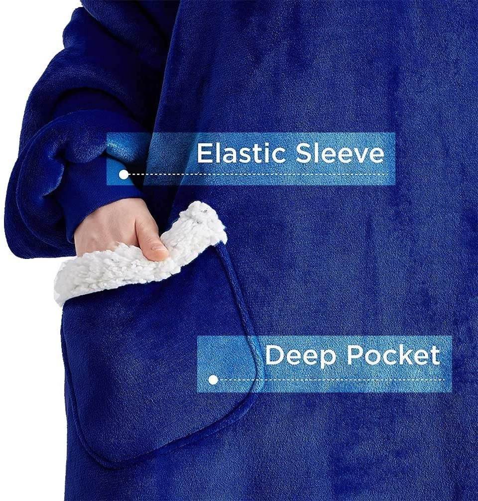 Longer Fleece Huggle Hoodie (Navy)