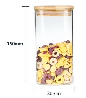 Round Glass Cylinder With Bamboo Lid (15x8cm)(Each)