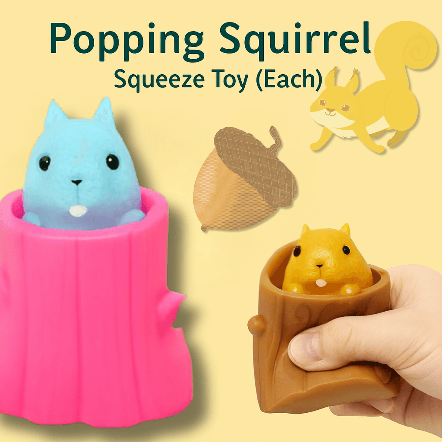 Popping up Squirrel Squeeze Toy (Each)