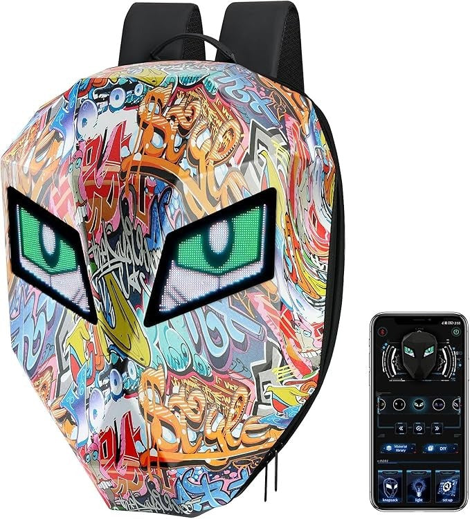 Backpack with Programmable Digital Screen