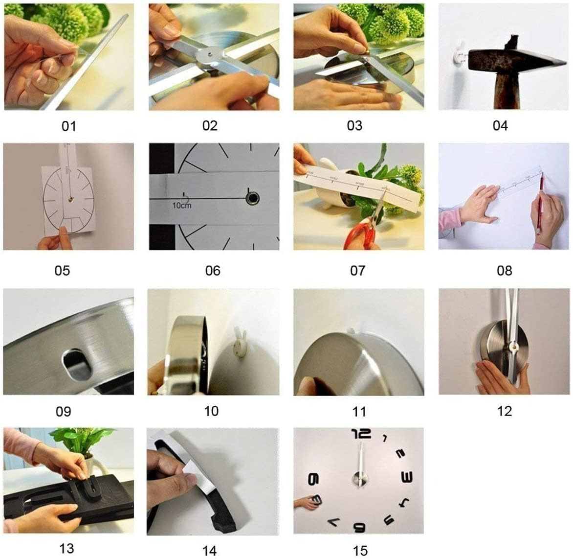 DIY Modern Photo 3D Wall Clock (Gold)(60-70cm)