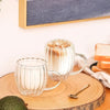 Double Wall Glass Coffee Mugs Set (450ml)
