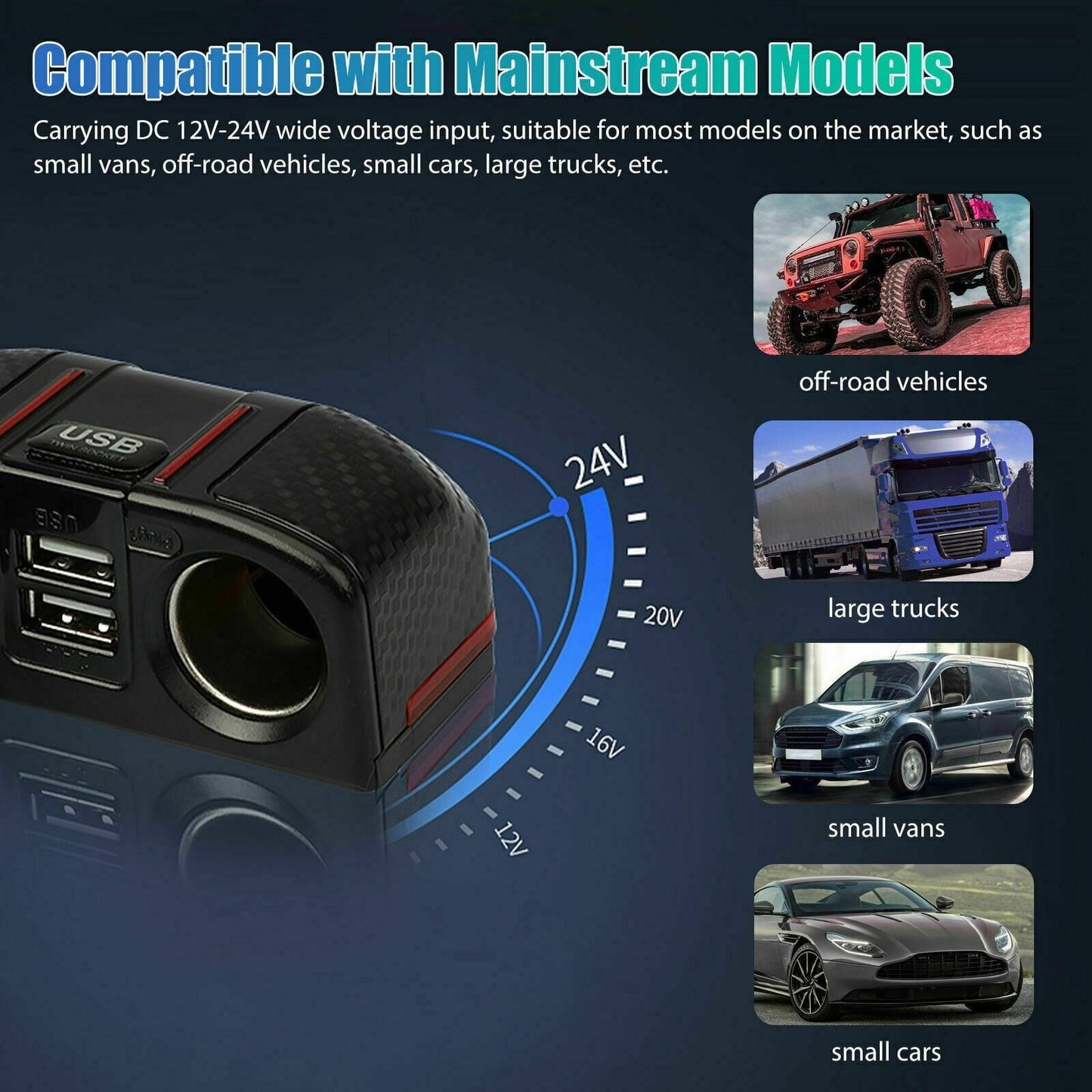 Dual USB Charger Splitter 12V Outlet Power Adapter