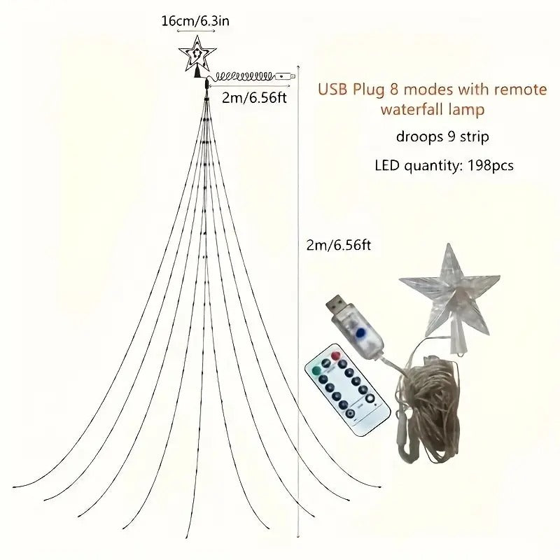 Five Point Star Waterfall Light (Yellow)