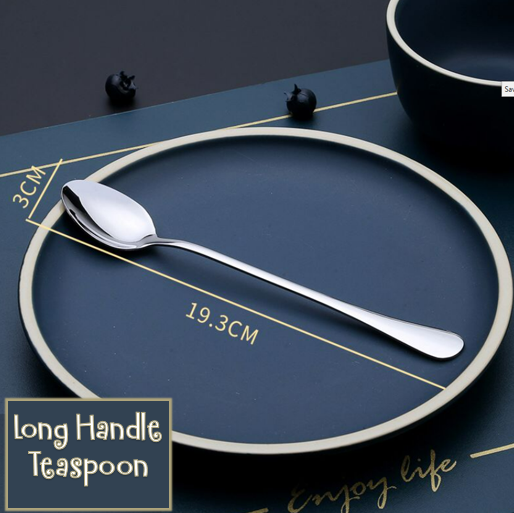 Stainless Steel Long Handle Ice Cream Spoon Set (6 pcs)