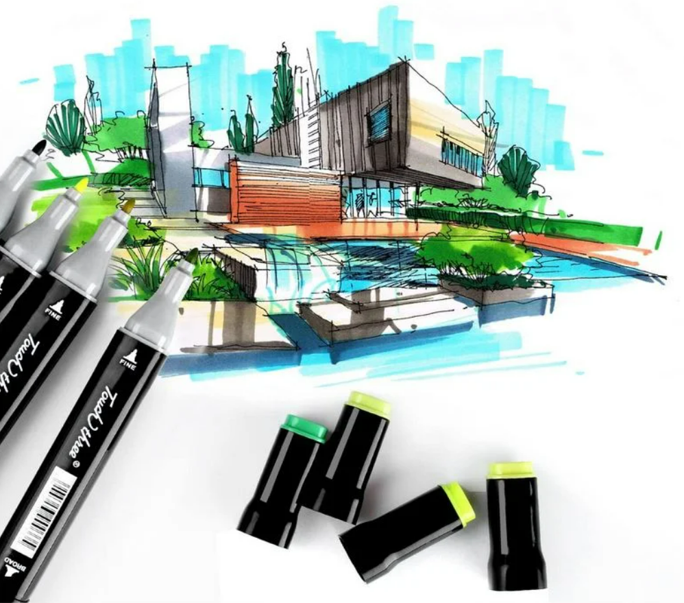 Coloured Dual Marker And Highlighter Pen Set (48 pcs)