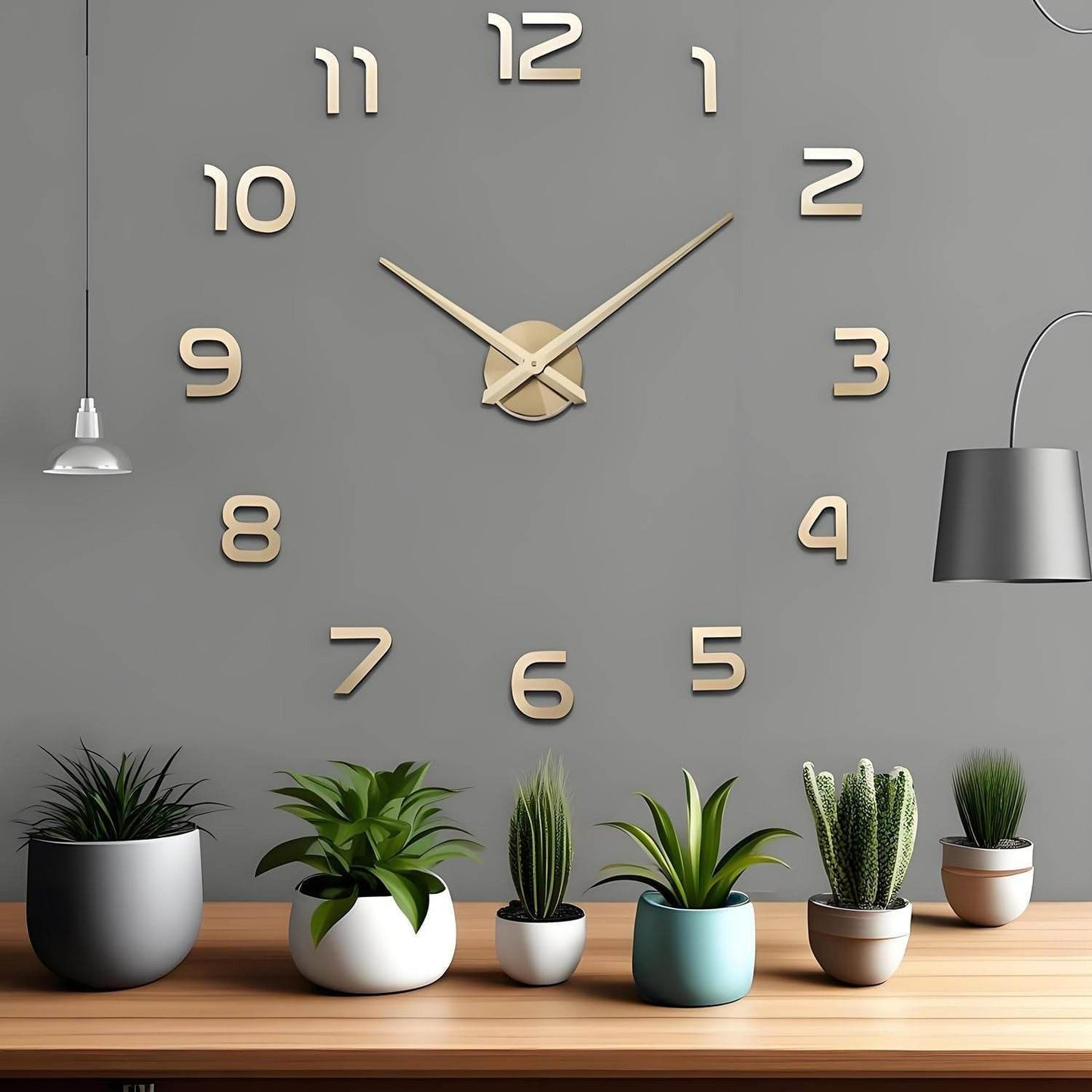 DIY Modern 3D Wall Clock (Gold)(80-90cm)