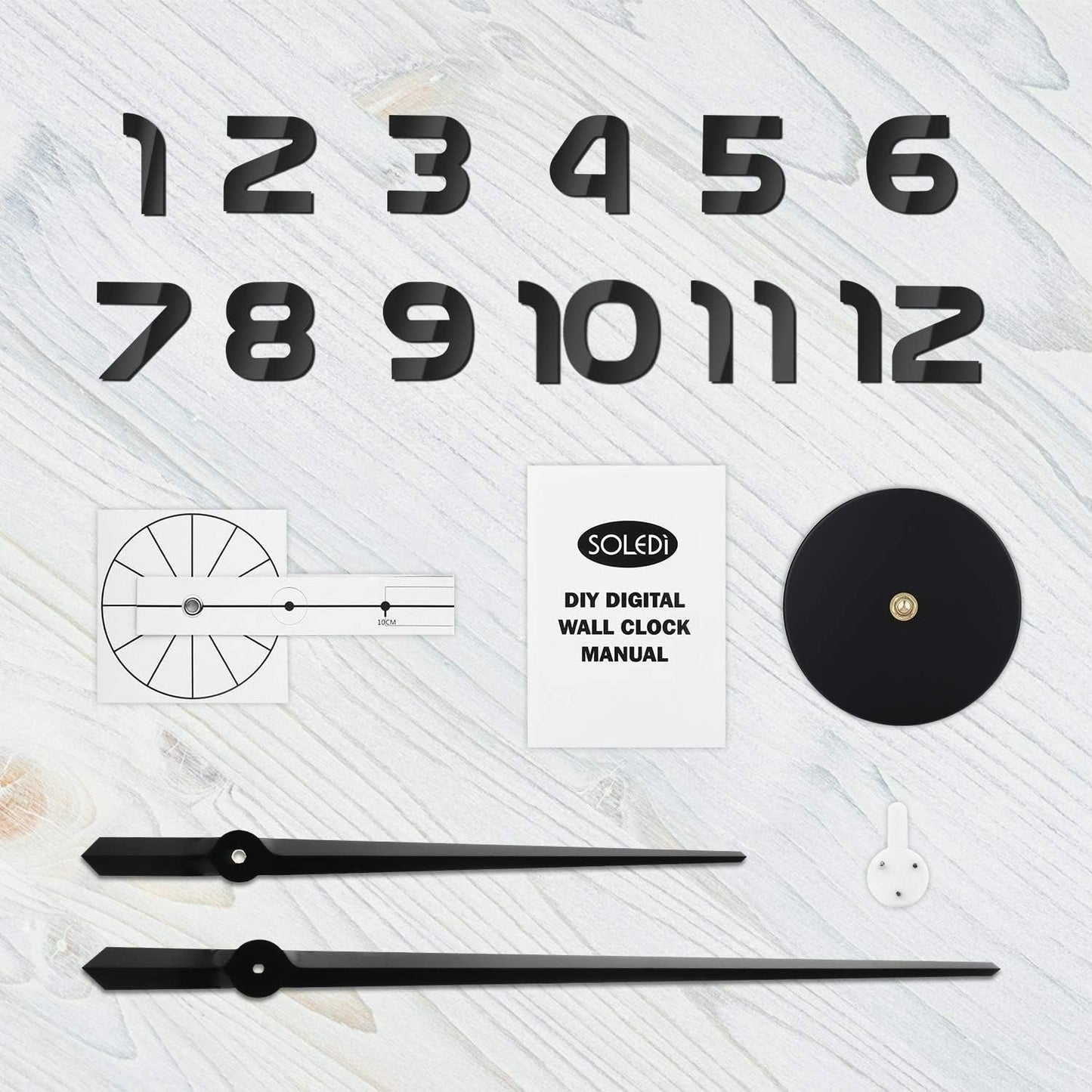 DIY Modern 3D Wall Clock (Black)(80-90cm)