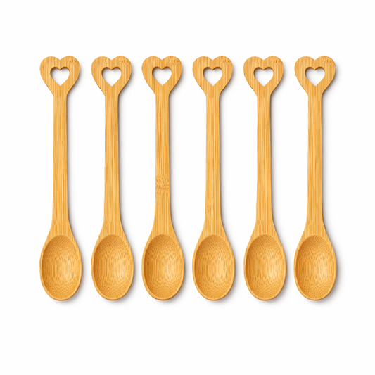 Wooden Hearted Spoon Set (6 pcs)