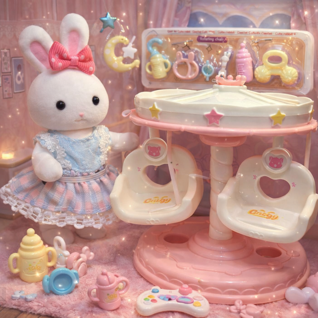 Mother Rabbit With Playful Swing Scene Toy Set (9 pcs)(Nursery Collection)