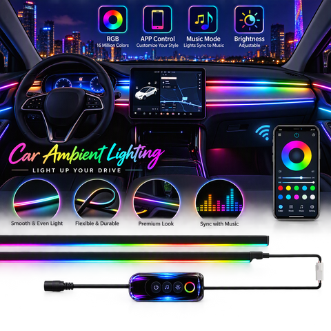 RGB Car Ambient Interior Lighting Strip with App Control