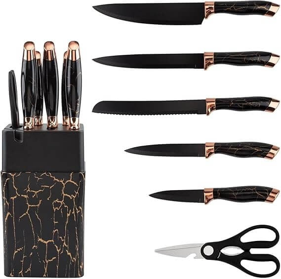 Marble Inspired Kitchen Knife Set (7 pcs)