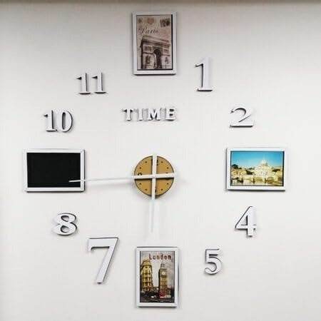 DIY Modern Photo 3D Wall Clock (Silver)(60-70cm)