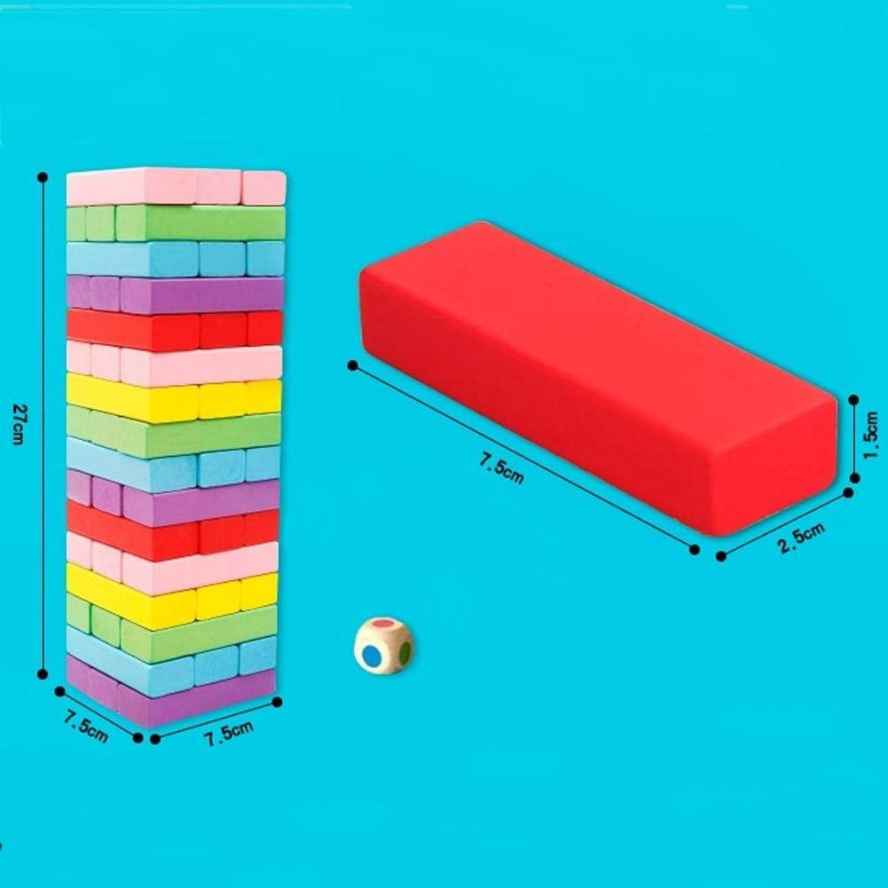 Wooden Stacking Tumbling Tower Blocks (Colourful)