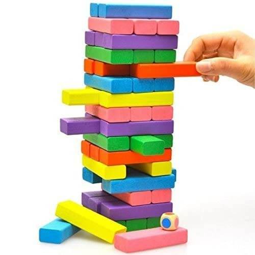 Wooden Stacking Tumbling Tower Blocks (Colourful)
