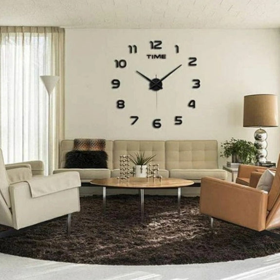 DIY Modern 3D Wall Clock (Black)(80-90cm)