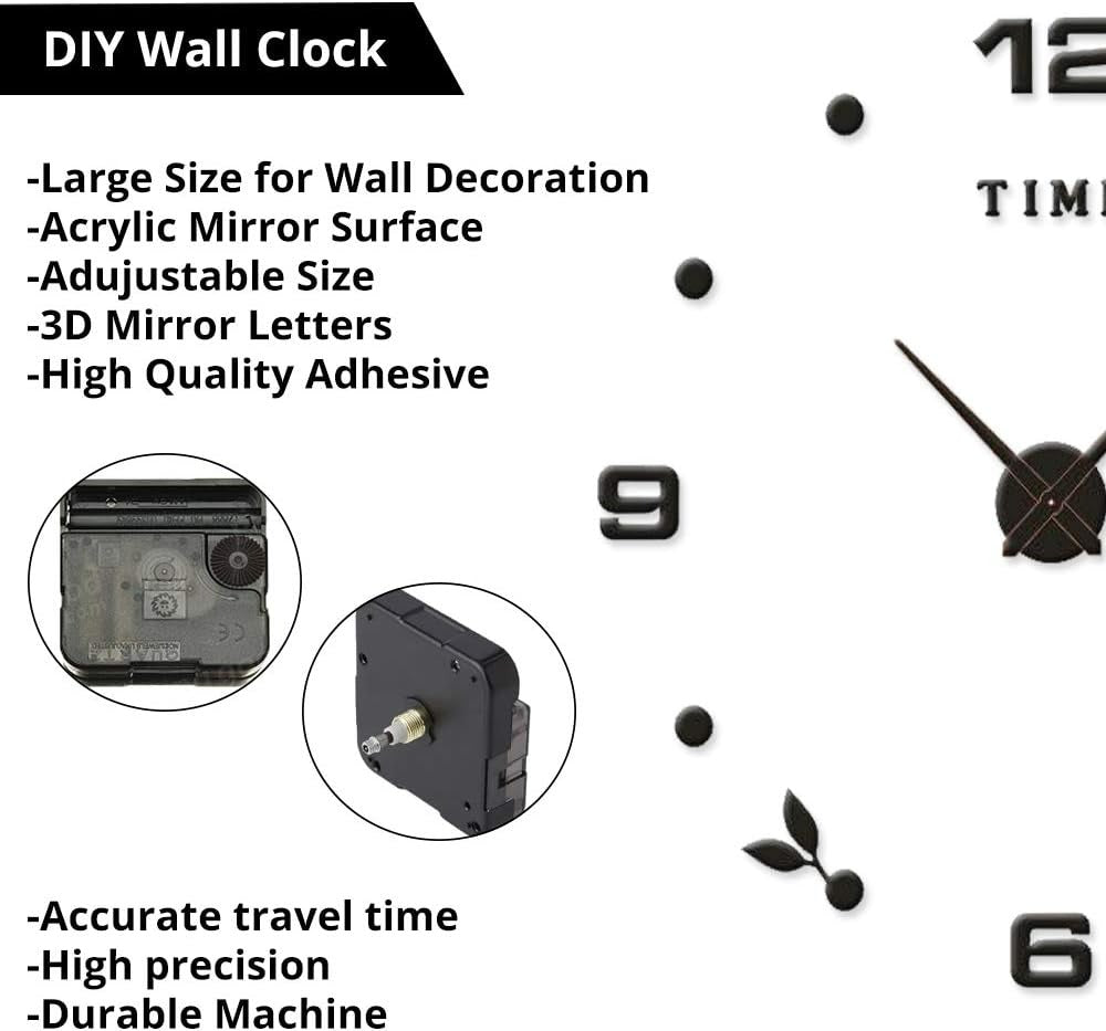 DIY Modern Bird 3D Wall Clock (Black)(80-90cm)