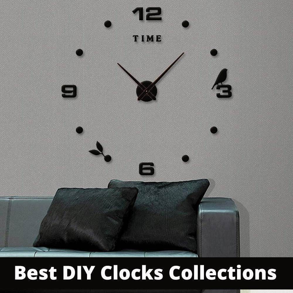 DIY Modern Bird 3D Wall Clock (Black)(80-90cm)