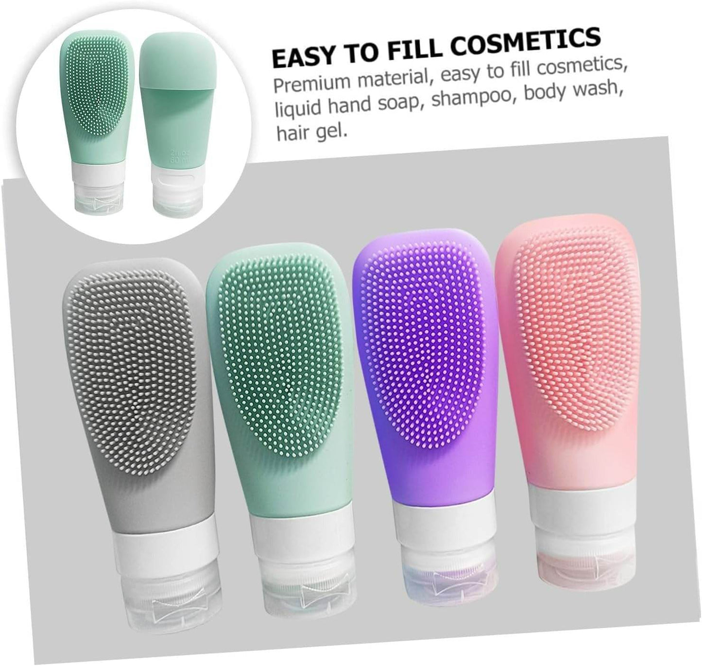 Silicone Shower Gel Scrubbing Bottle Set (90ml)(4 pcs)