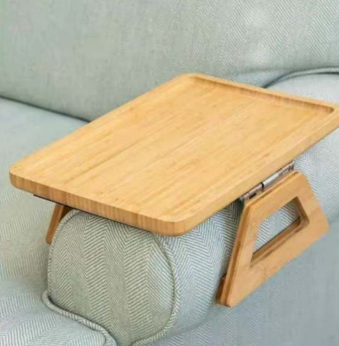 Natural Bamboo Foldable Rectangular Serving Tray Table (24x33cm)