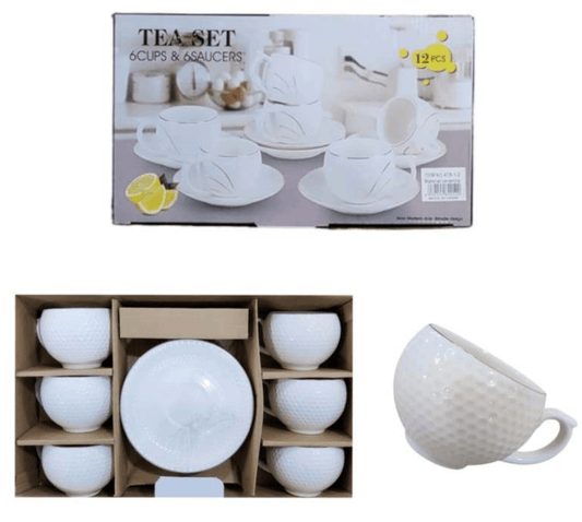 Porcelain Coffee or Tea Cups with Porcelain Saucers (12pcs)(150ml) - DMC Wholesale