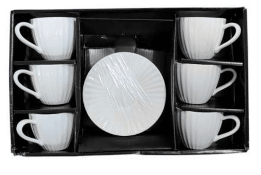 Porcelain Coffee or Tea Cups with Porcelain Saucers (12pcs)(180ml)(Design2) - DMC Wholesale