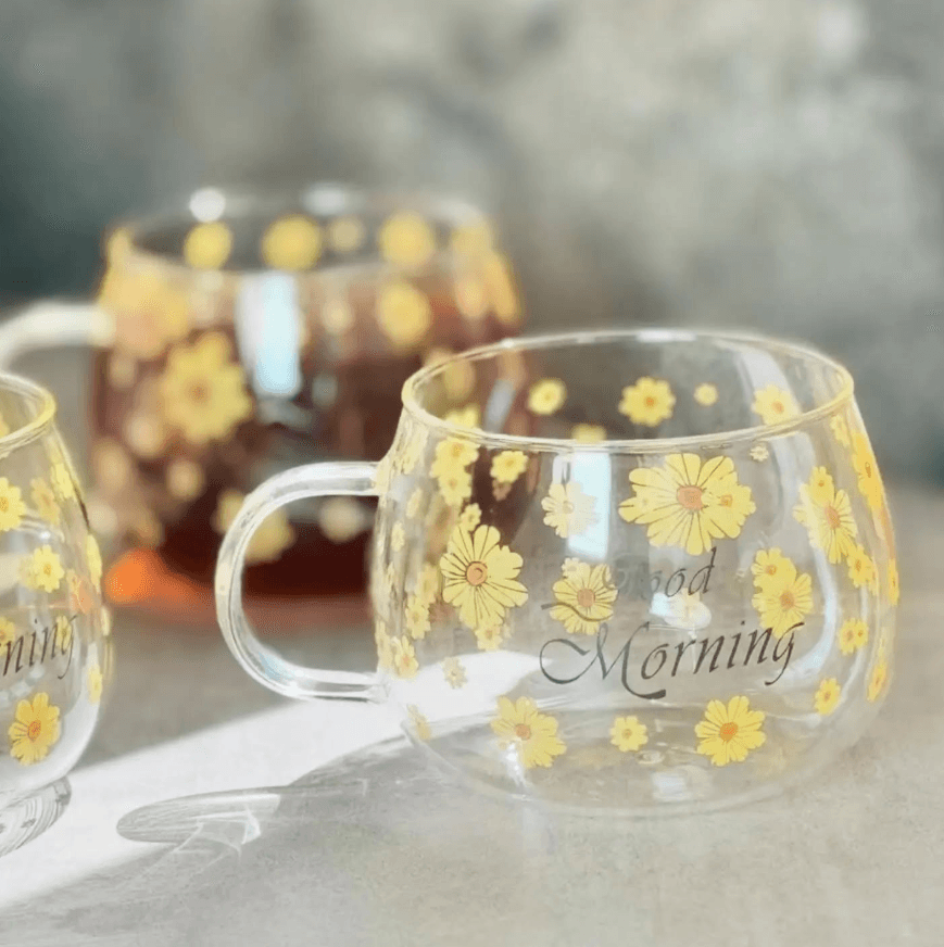 Single Wall Glass Mug (Yellow)(380ml)